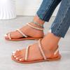 Модная обувь для женщин 2024 года, горячая распродажа, женские сандалии без застежек, летние с открытым носком, однотонные, легкие, повседневные, на плоской подошве, большого размера