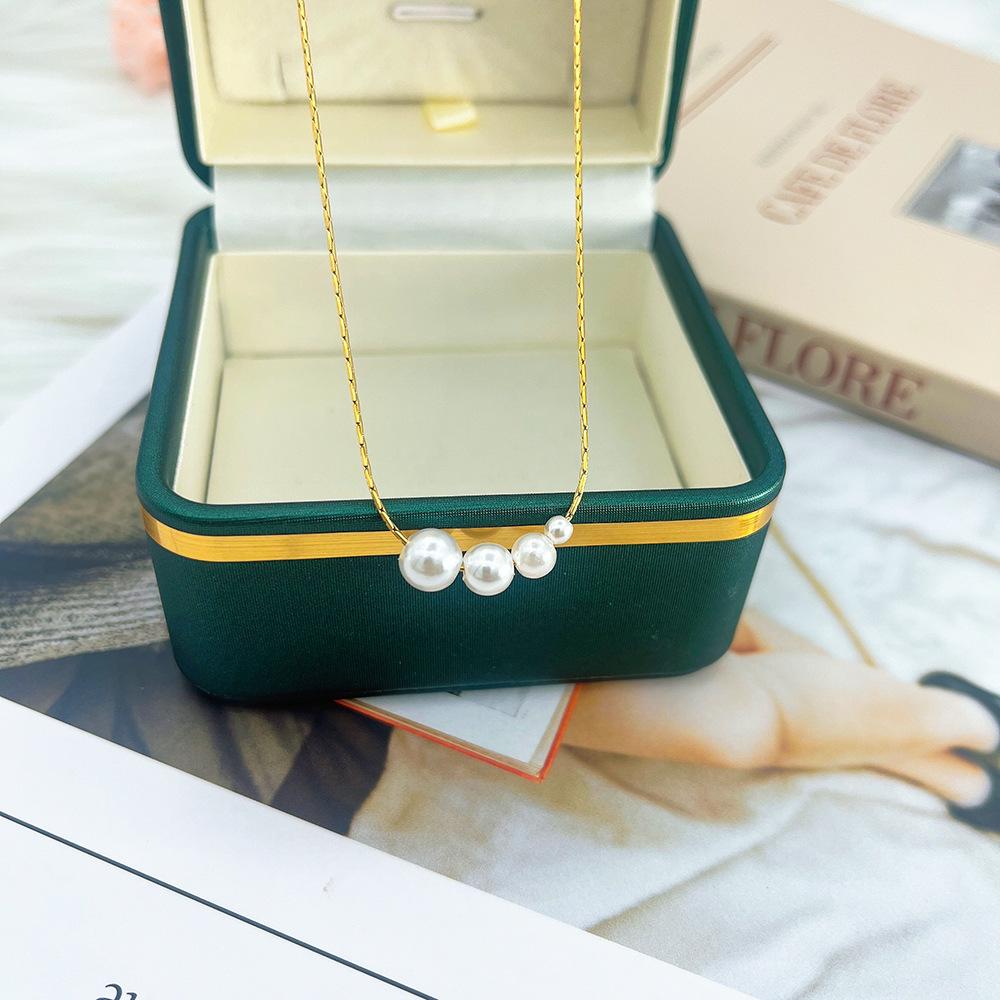 Ожерелье из титановой стали с змеиной костью и роскошным французским жемчугом — элегантный, летний, универсальный, не выцветающий дизайн