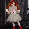Halloween Gray Joker Girls Costume Tutu Dress Creepy Clown Kids Carnival Party Cosplay Clothing Children Tulle Fancy Dress Christmas
