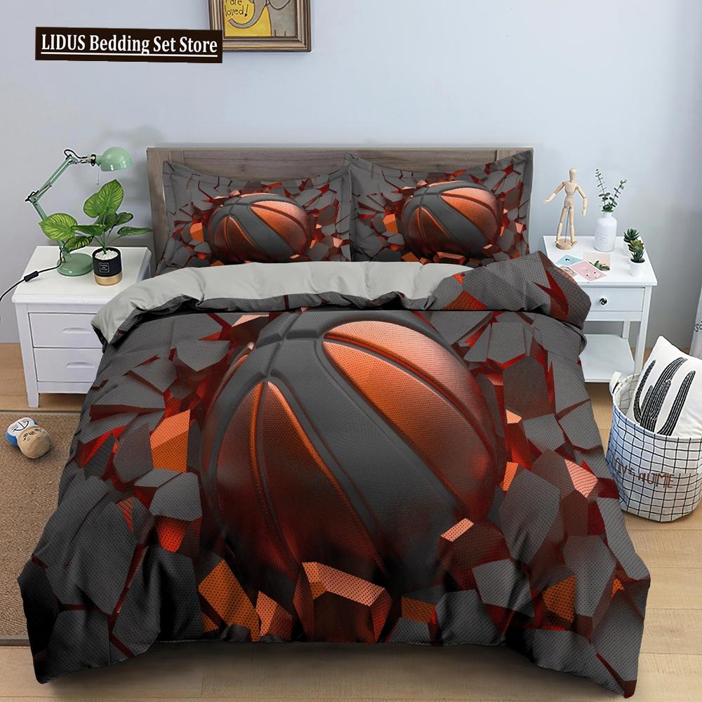 3D Постельный комплект с баскетболом для мальчика, любящего баскетбол, для спальни, пододеяльник, чехлы для одеяла, полуторный, королевский размер, полиэстеровый чехол для одеяла