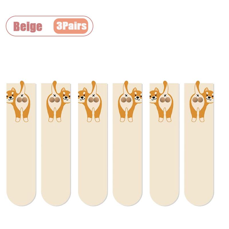 Cute 3D Abstract Dog Egg Socks Whimsical Puppy Design Breathable All Season Unisex Crew Socks for Home Outdoor Party Gift