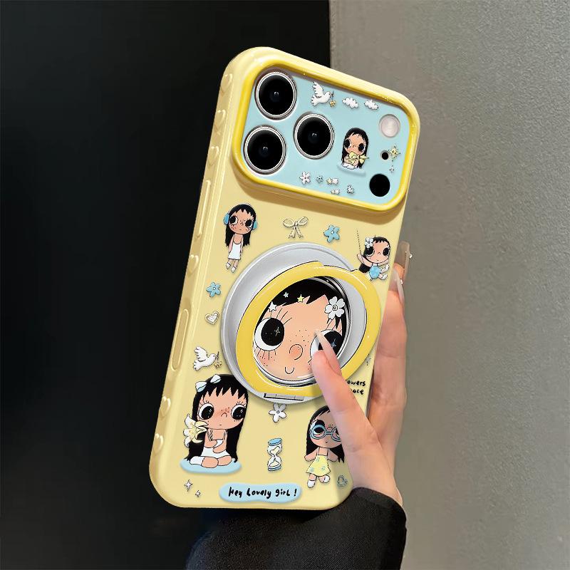 Подходит для чехла iPhone 17promax 15 милый мультфильм 16 Сяоюй вращающаяся подставка iphone14 девушка 13