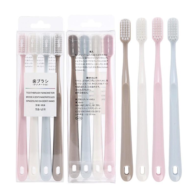 4Pcs Adult Medium Soft Hair Toothbrushes Home Hotel Supplies