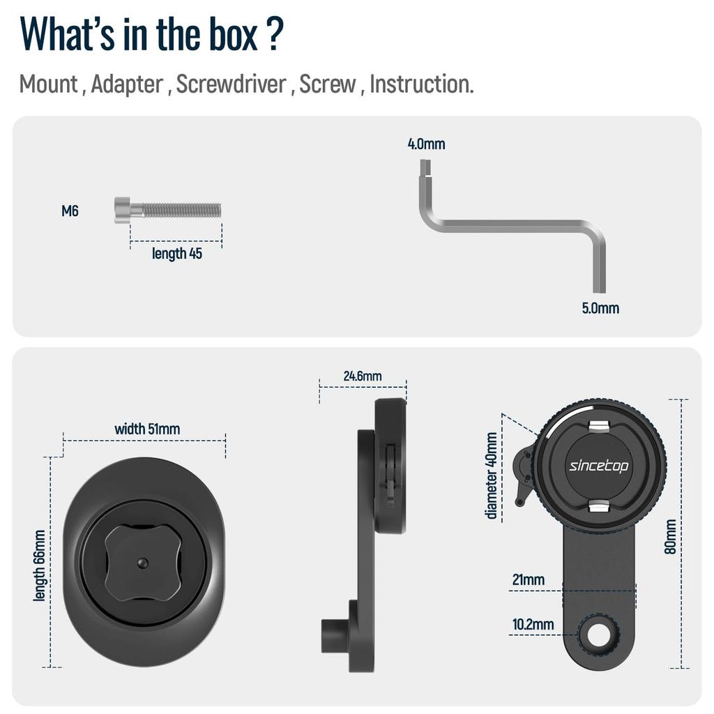 Sincetop Bicycle Phone Bundle Smartphone Aluminum Phone Holder for Mountain Bikes and Road Quick Connect Clip MTB Bar Compatible with iPhone Black