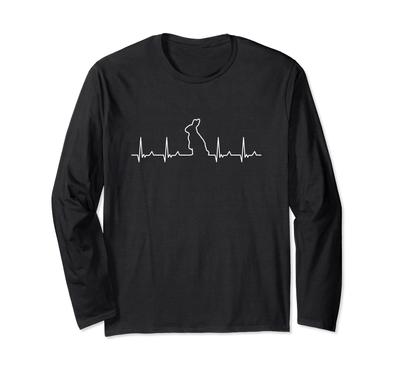 Heartbeat Rabbit Lover Rabbit Lover Rabbit Lover ECG Rabbit Владелец кролика Смешная милая футболка с длинным рукавом с изображением кролика
