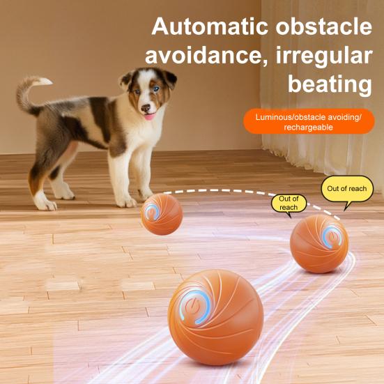 Катающийся мяч для домашних животных со светодиодной подсветкой, снятие скуки и стресса, умный интерактивный прыгающий мяч для кошек и собак, перезаряжаемый через USB, электрический автоматический движущийся трясущийся мяч