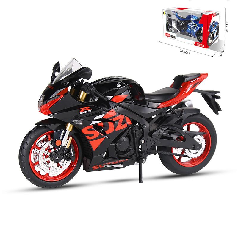 1/12 Suzuki GSX-R1000R Alloy Sports Motorcycle Model Diecast Toy Street Cross-Country Motorcycle Model Sound and Light Kids Gift