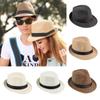 Simple Women Ribbon Decoration Wide Brim Men Beach Hats Fedoras Weave Shade Sun Caps Straw Hat