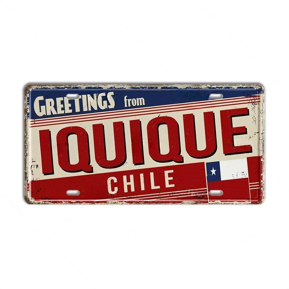 Chile Argentina Ecuador Colombia License Plate Landmark Metal Sign City State Decorative Car Plate Garage Club Bar Wall Decor
