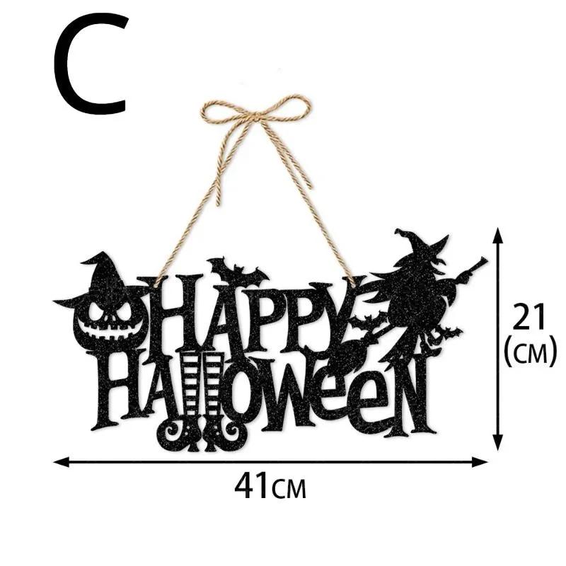 New Halloween Pumpkin Hanging Sign Spooky Witch Bat Trick or Treat Banners Front Door Decor Party Decorations