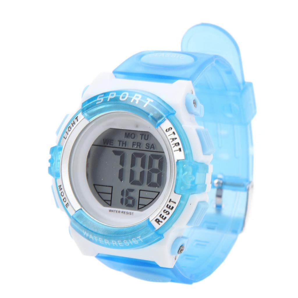 Digital Chronograph Watch Girls Student Electric Waterproof PU Strap for Swimming Sports with