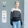 Mid-Age Women's Striped Knit Pullover Sweater