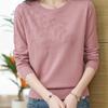 Embroidered Round Neck Knitted Sweater Women's Long Sleeved Autumn and Winter Versatile Fashion Design Knitted Top