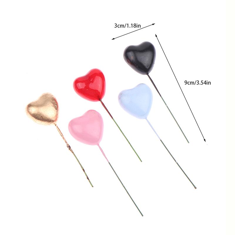 10Pcs 3D Heart Shape Cake Topper Gold Silver Pink Blue Ball Happy Birthday Diy Cupcake Flag Christmas Wedding Party Decoration