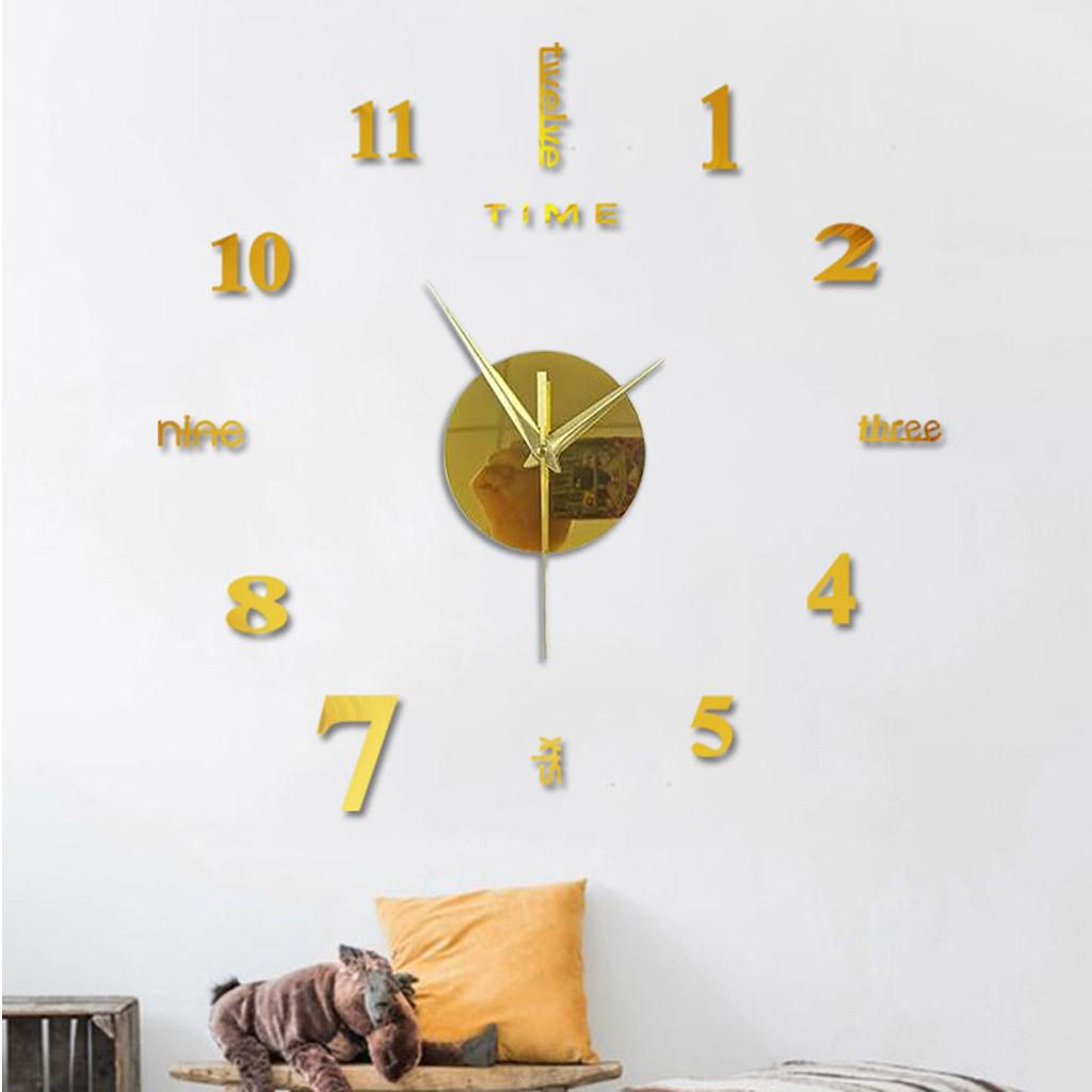 Frameless DIY Wall Mute Clock 3D Mirror Surface Sticker Home Office Decor