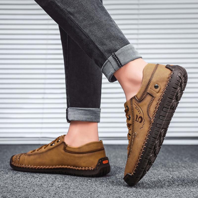 Мужская мужская обувь большого размера 38-48, модная повседневная кожаная обувь, мужская кожаная обувь ручной работы