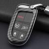 For Jeep Dodge Carbon Fiber Key Fob Chain Cover Case Grand Cherokee Renegade Compass Charger Challenger Durango