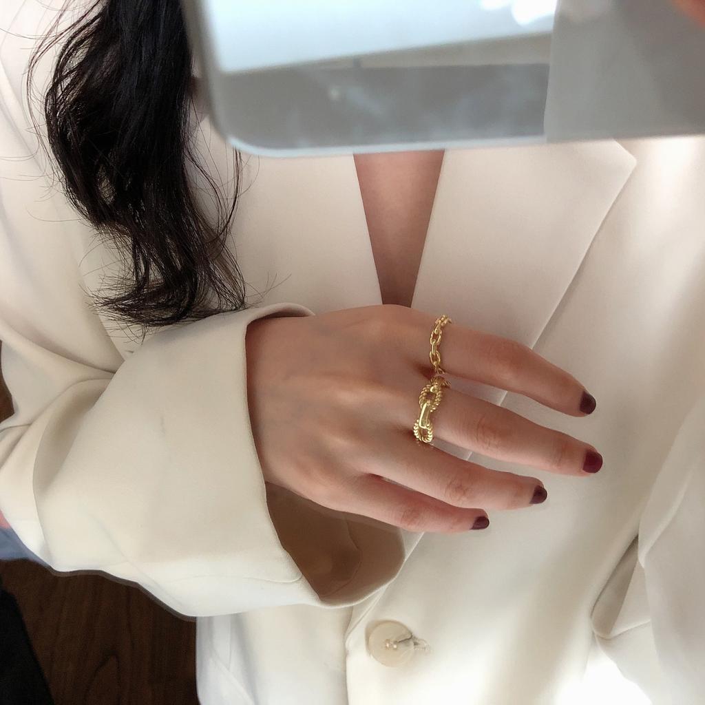 Регулируемый размер Арт Деко Геометрическое кольцо Свежий темперамент Нишевое веревочное кольцо Женское Простое универсальное Кольцо на указательный палец Ins Ветер Холодный ветер Кольцо на мизинец