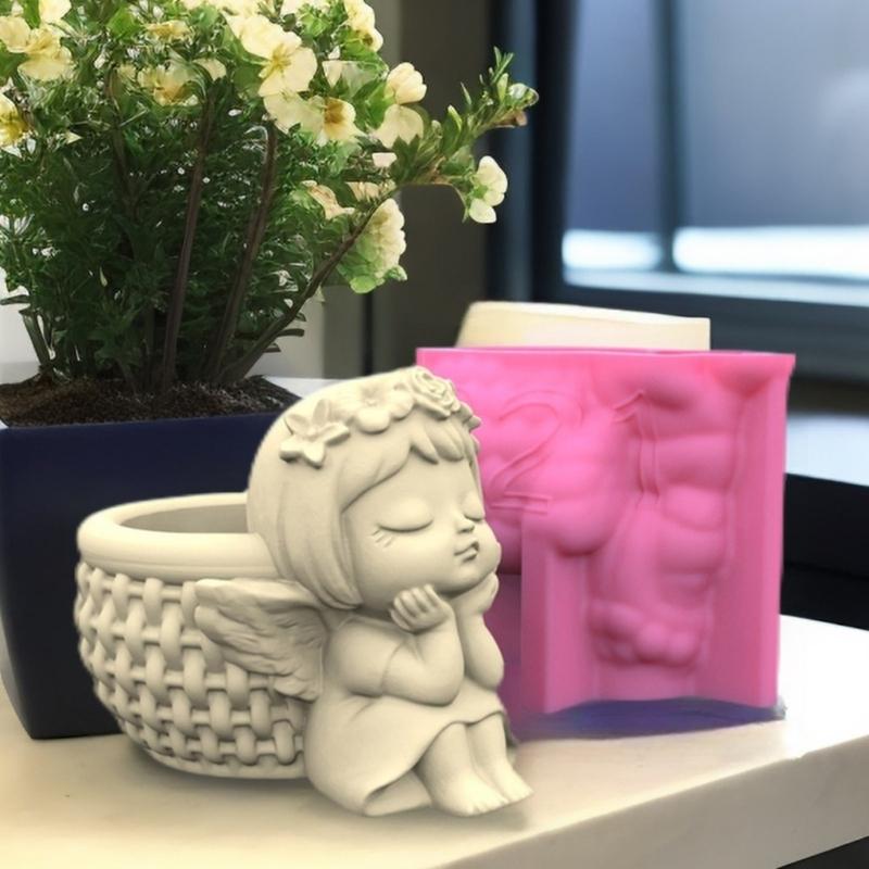 Набор из 4 форм для кашпо, формы для цветочных горшков, силиконовая форма в форме девочки для бетона, материалы для ручной работы для изготовления цветочных горшков своими руками