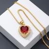 European and American popular love necklace women's copper inlaid synthetic zircon heart pendant collarbone chain heart of the ocean jewelry