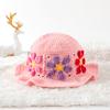 Women Handmade Crochet Breathable Knitted Hat Vibrant Bucket Hat Cute Plush Hat Fashion Floral Pattern Colorful 56-58cm