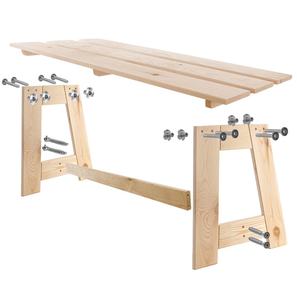 KADAX Садовая деревянная парковая скамейка без спинки 119 см Скамейка для террасы Прочная