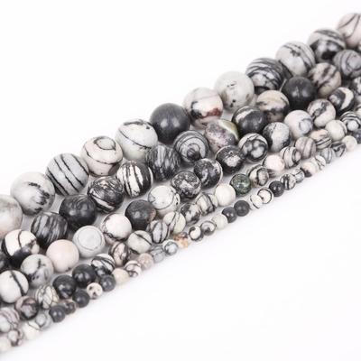 Натуральные камни, черная паутина, свободные круглые бусины-разделители для изготовления ювелирных изделий, аксессуары для браслетов «сделай сам», 15 дюймов, нити 4/6/8/10/12 мм