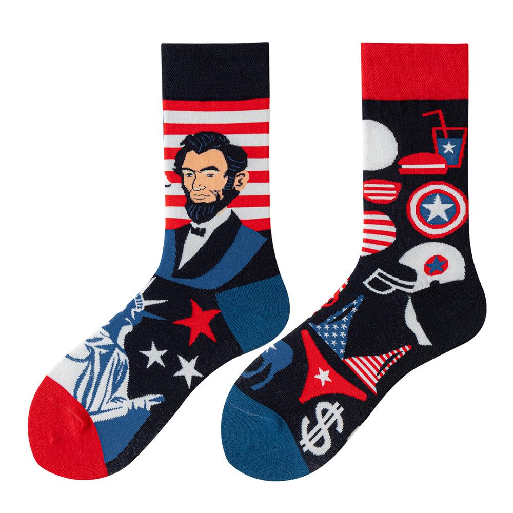 Asymmetric Colorful Christmas Cotton Socks for Couples