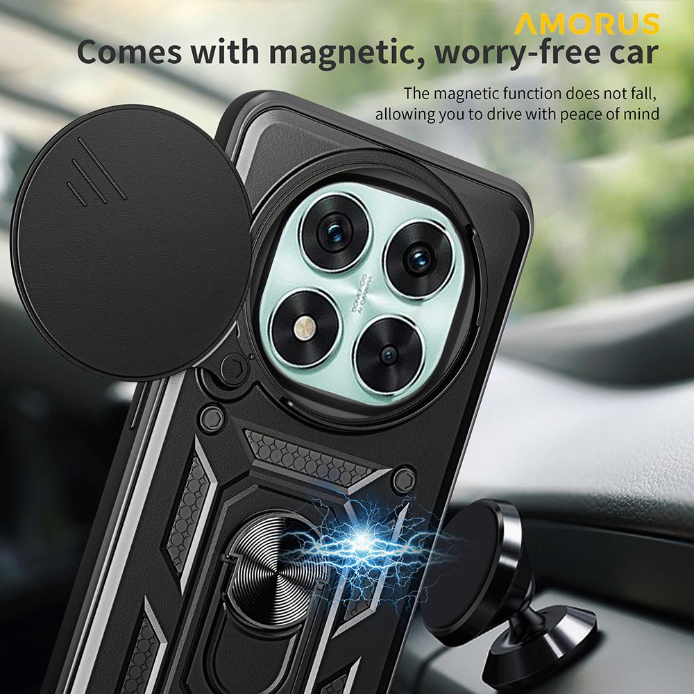 AMORUS Чехол для Xiaomi Redmi Note 14 Pro 5G/Poco X7 5G с подставкой, PC+TPU чехол для телефона со шторкой для камеры