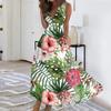 Women's Summer Fashion Hawaiian Print V-Neck Sleeveless Tunic Casual Dresses