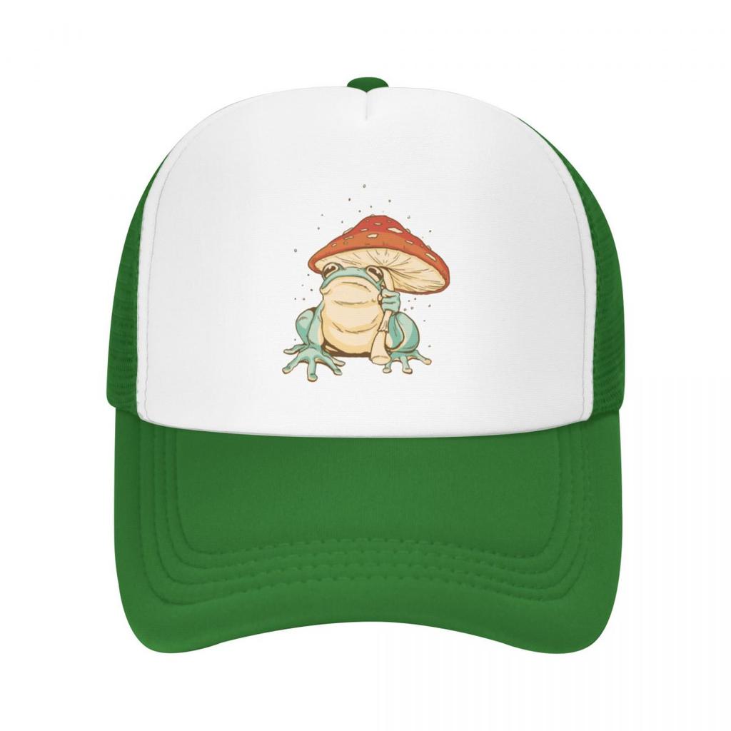 Cottagecore Frog With Mushroom Baseball Cap Trucker Hat Gentleman Hat Snap Back Hat Mens Cap Women'S