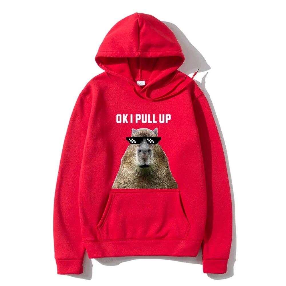 Забавная толстовка с принтом капибары, унисекс, повседневные толстовки с капюшоном большого размера, готические пуловеры, хит продаж, одежда унисекс