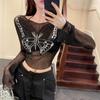 Sunscreen Long Sleeved T-shirt for Women's Summer Slimming and Versatile Butterfly Mesh Top for External Wear