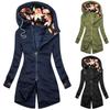 New Winter Warm Women Fashion Floral Print Jacket Zipper Pocket Sweatshirt Long Sleeve Coat