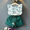 Детская одежда Комплект для девочек Майка без рукавов+Шорты 2 шт./компл. Одежда для маленьких девочек Шифоновая рубашка С цветочным принтом Детская одежда для девочек