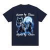 Human By Chance Alpha By Choice Wolf Graphic T-shirt Fashion Hip Hop Vintage Short Sleeve T-shirts Cotton Oversized T Shirts
