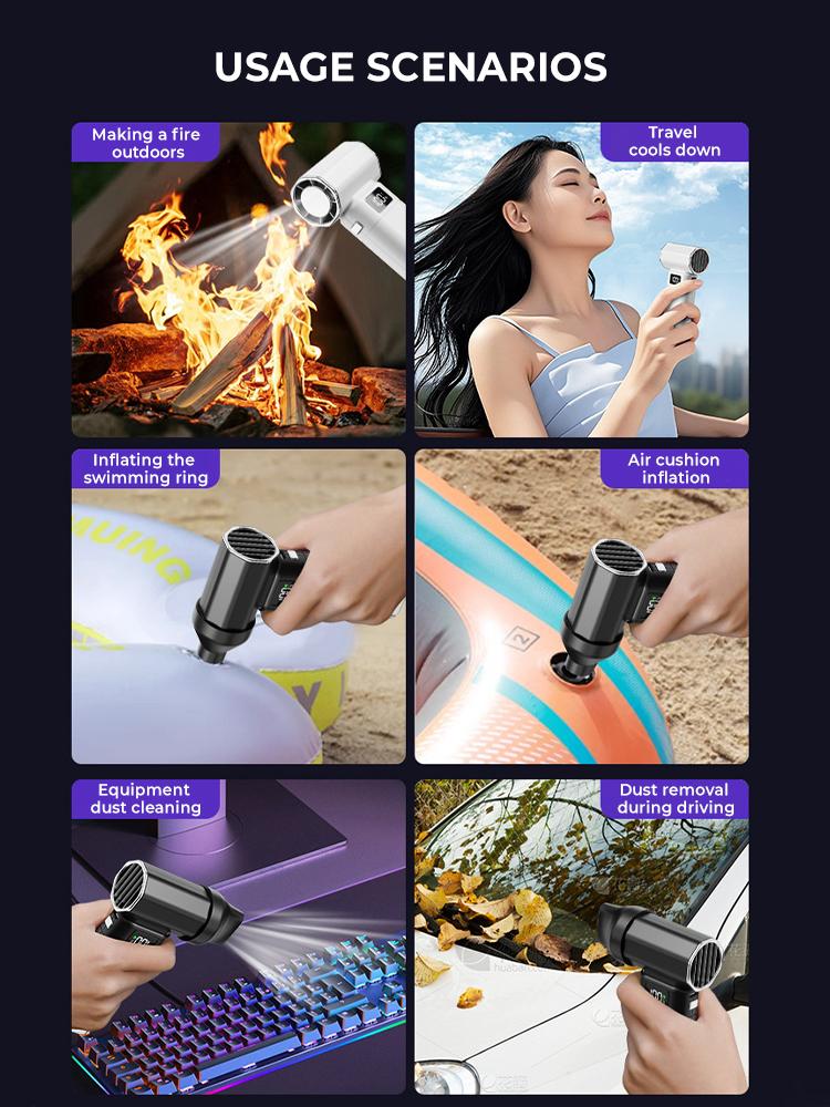 8000 мАч Воздуходувка 450000 об/мин Мини Турбо Реактивный Вентилятор Высокоскоростной Турбо Мощный Вентилятор 52 м/с Бесщеточный Двигатель Ручной Канальный Вентилятор для Чистки ПК