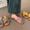 Flat-bottomed Retro Woven Open-toed Cool Slippers for Women's Summer Wear, New with Skirts, Cross-strapped Sandals