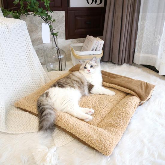 Коврик для кошек, самогреющийся, мягкий, моющийся, успокаивающий складную подушку для кровати для домашних кошек