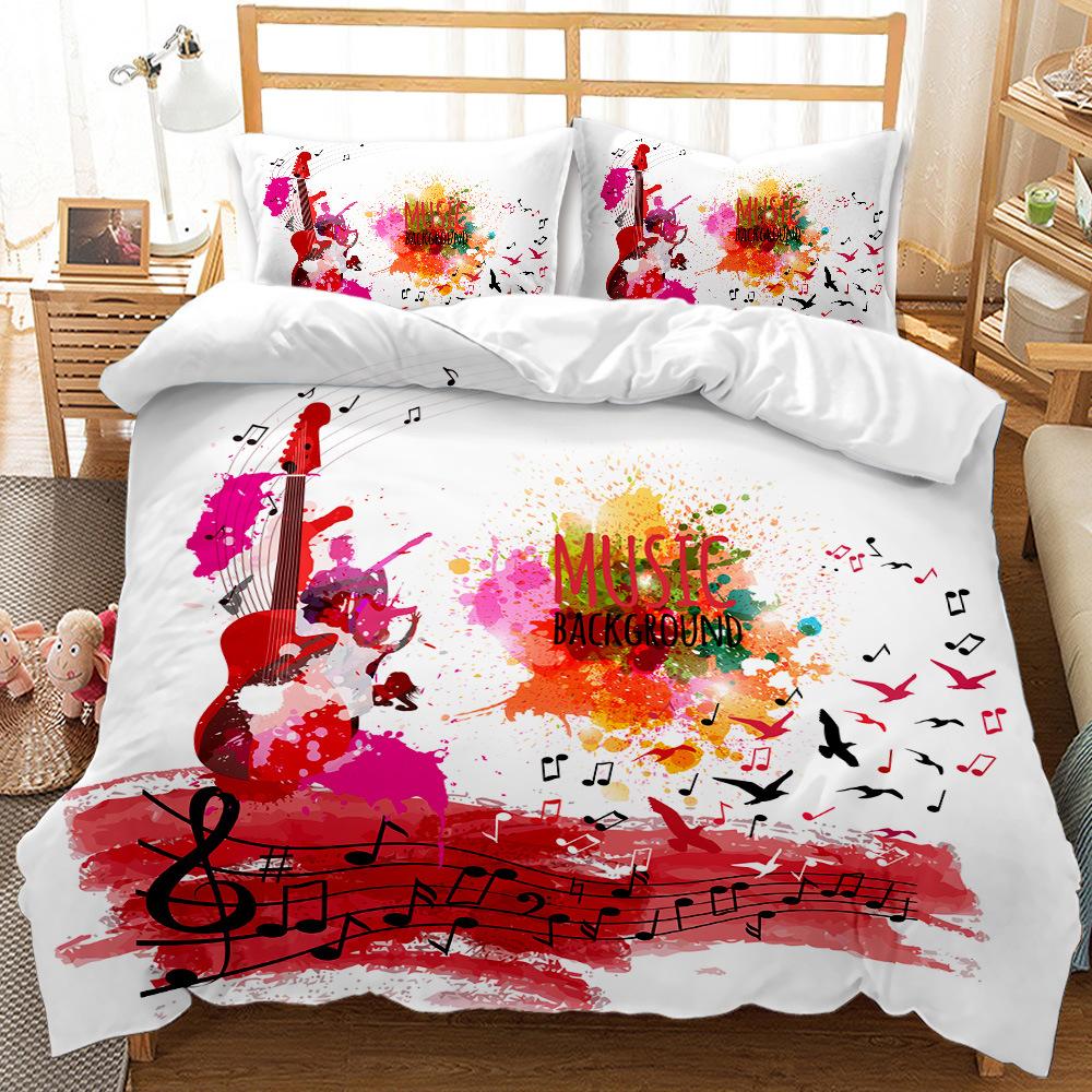 3D Музыкальный комплект постельного белья Музыкальный инструмент Пододеяльник и наволочка 2/3 шт. AU240 * 270 Полноразмерное украшение для дома