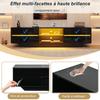 160*35*44.5cm Floor-standing TV cabinet, lowboard, 2 doors, high-gloss, LED lights, TV board, suitable for 65-inch TVs, black