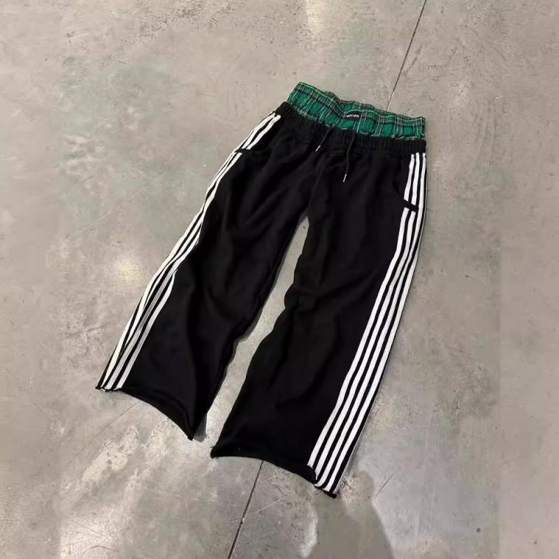 Mens Straight Leg Sweatpants Casual Loose Fit Plaid Stripe Track Pants Youth Streetwear