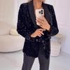 2024 Европейский и Американский Повседневный Пиджак-Костюм с Блестками и Лацканами на Осень/Зиму