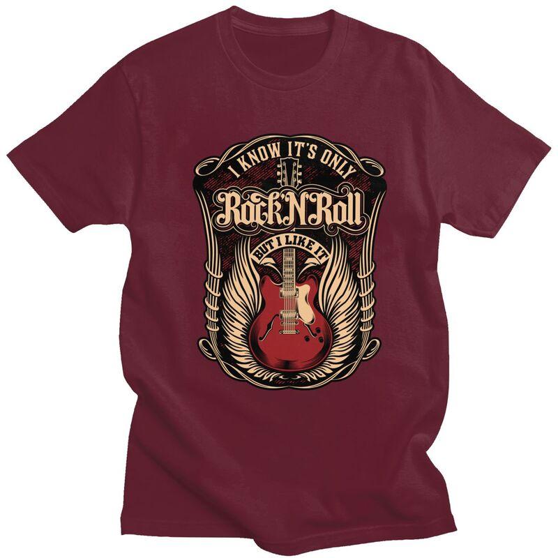 Мужские футболки на заказ Its Only Rock And Roll 100% Хлопок Футболки Хэви-метал Гитара Музыка Футболки с коротким рукавом Повседневная футболка
