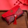 Chinese New Year Red Cash Envelope Faux Silk Red Pocket Embroidery Dragon Pattern Tassel Money Holder Cash Coin Gift Lucky Money Envelope Happy