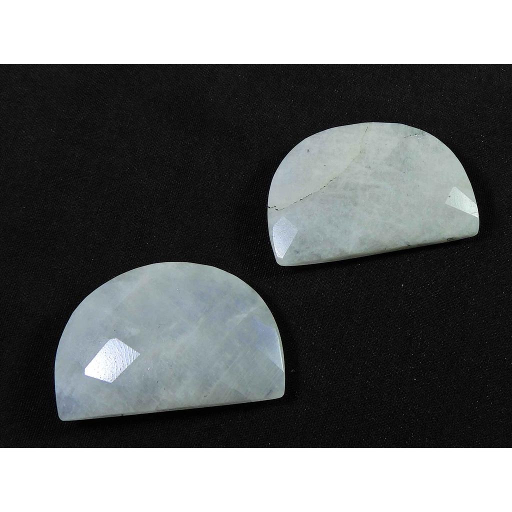 Rainbow Moonstone 20X30MM D Shape Both Side Faceted Gemstone 2 Pcs Lot RML-916