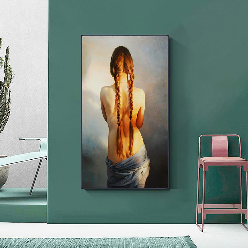 Sexy Nude Golden Women Figure Portrait Art Posters and Prints Canvas Painting Wall Pictures for Living Room Cuadros Home Decor