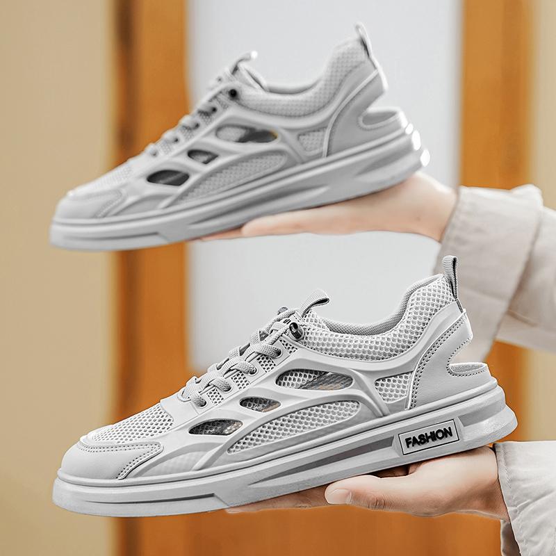 Мужские новые летние сетчатые перфорированные туфли новые белые туфли противоскользящие и против запаха повседневные модные туфли дышащие тонкие сандалии