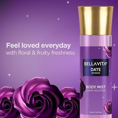 Bella Vita Luxury Date Women Body Spray Mist Духи для освежающего цветочного и ванильного длительного аромата с розовым перцем и красными фруктами, 150 мл