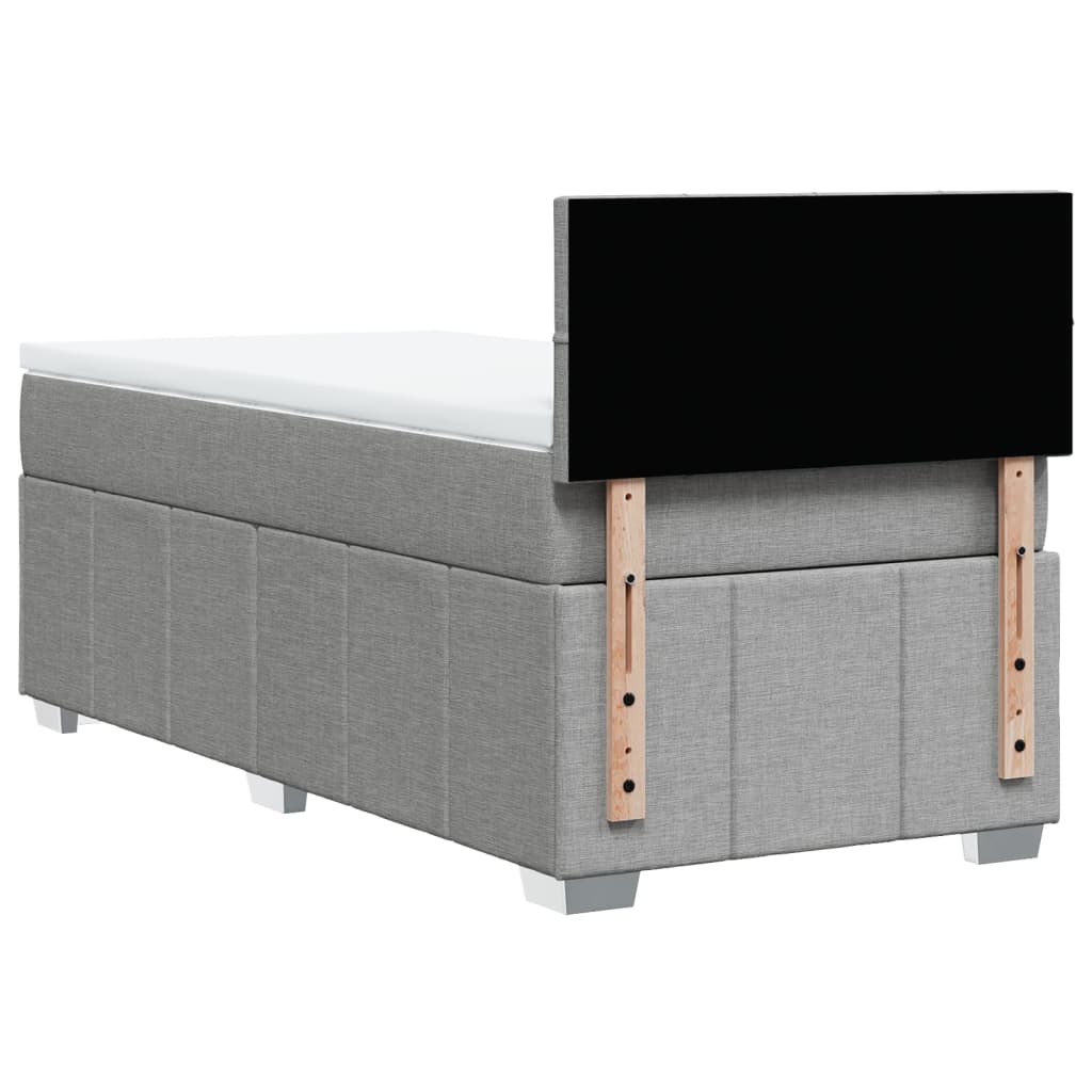 Box Spring Bed with Mattress Light Grey 80 x 200 cm Fabric
